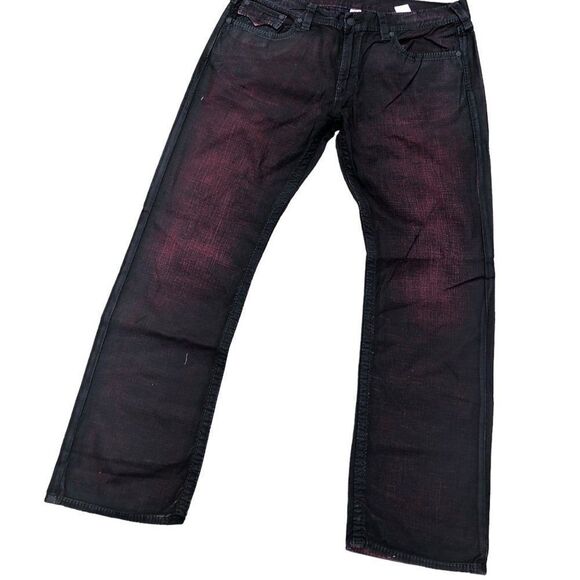 RARE True Religion Jeans Size 40 STRAIGHT Red Flap T - Picture 4 of 10